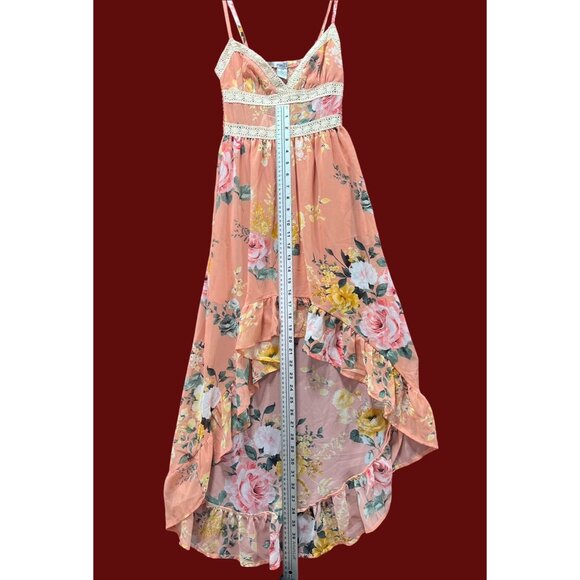 Rue 21 - Women's Summer Sleeveless High Low Hem Ruffle Floral Dress - Pink - XXS - Picture 6 of 16
